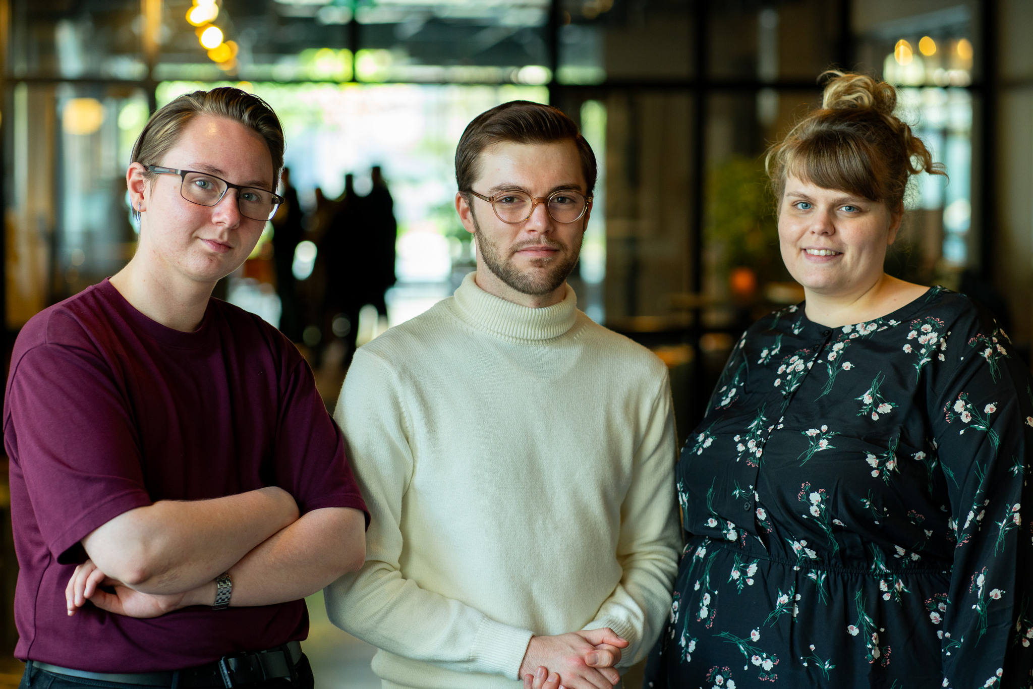 Sveriges Lärarstudenters presidium Adam Kedert, ordförande, Matilda Mattsson, vice ordförande, Benjamin Eneslätt, andre vice ordförande